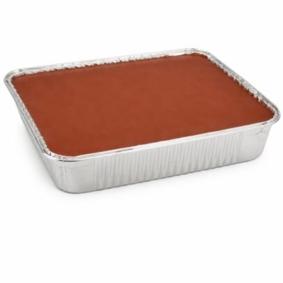 Cera depilatoria chocolate en bandeja de aluminio 500g con cera sólida marrón color cacao sobre fondo blanco — formato profesional para centros de estética