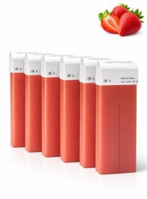 Cera roll-on fresa 100ml con aroma frutal y textura semifluida — depilación rápida y limpia para pieles normales y secas