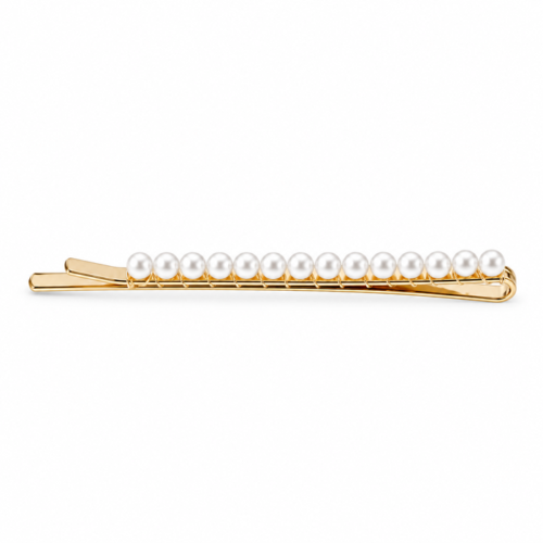 Clip Dorado largo con Perlas, 2 unidades