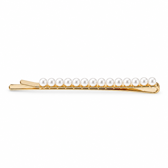 Clip Dorado largo con Perlas, 2 unidades