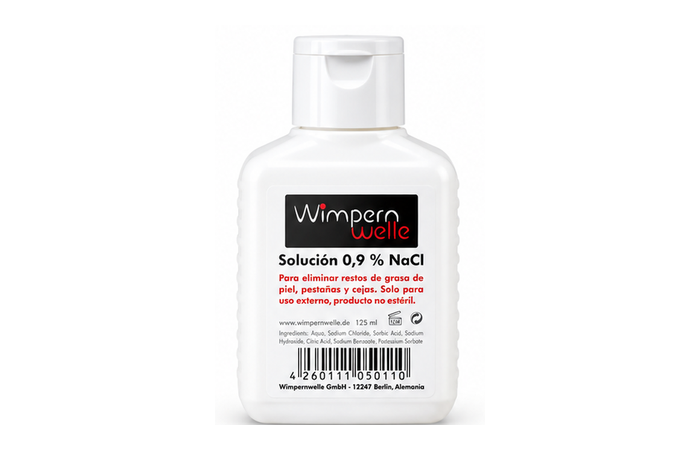 Solución limpiadora 0,9% para cejas y pestañas, 125 ml