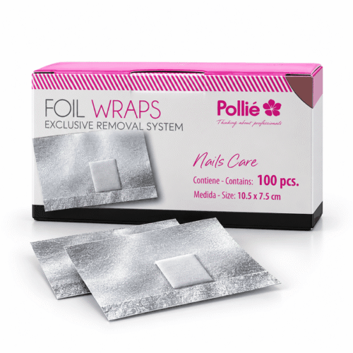 Láminas de aluminio Pollié para retirar esmalte · 100 unidades