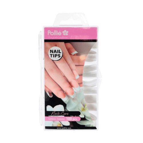 Tips de uñas Pollié blancos curvados · 100 unidades