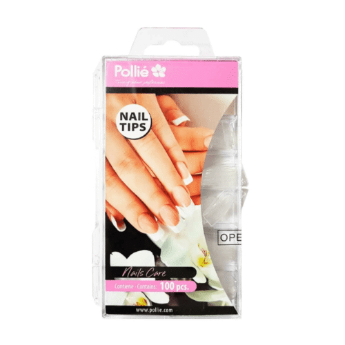Tips de uñas Pollié transparentes cuadrados · 100 unidades