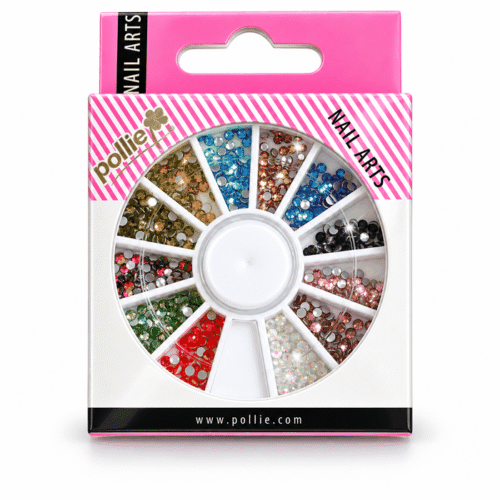Strass de colores Pollié para uñas, rueda de 600 piezas