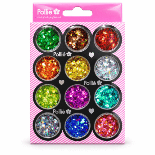 Glitter de rombos Pollié para uñas, 12 colores