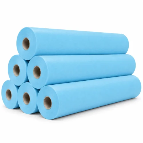 Seis rollos azules de polipropileno TNT para camilla