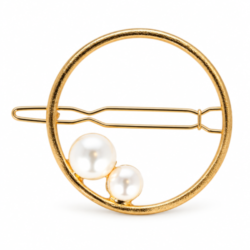 Clip aro dorado con perlas, 2 unidades