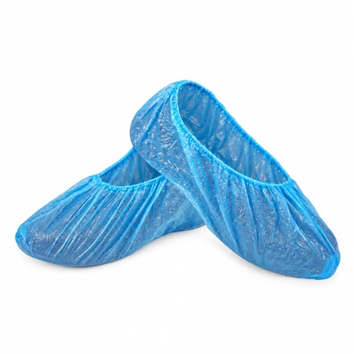 Imagen ilustrativa de cubrezapatos azules con elástico