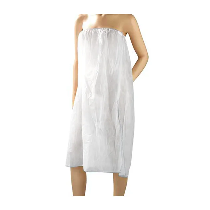 Pareo blanco desechable con ribete rosa y cierre de velcro