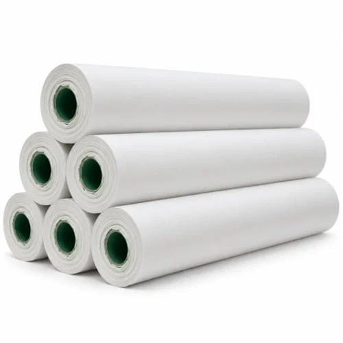 Seis rollos blancos de papel camilla plastificado